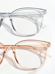 2pcs Women's Studded Square Transparent Glasses, Suitable For Daily Use, Accessories, Eyewear Set - Multicolor - View 2