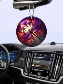 1入組紫色蜻蜓和花環設計汽車飾品/家居裝飾/鑰匙扣/背包飾品,聖誕/萬聖節裝飾品