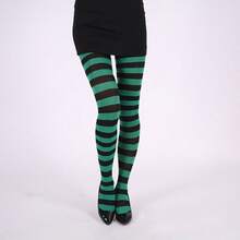 1 Par De Medias Con Rayas Multicolores - Verde Oscuro - Ver 2