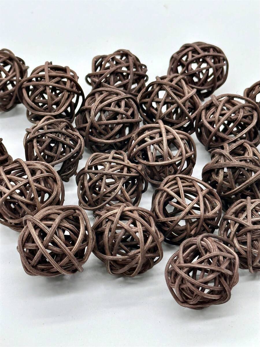 20入組柳籐球裝飾品,手工編織的攝影道具,室內裝飾物