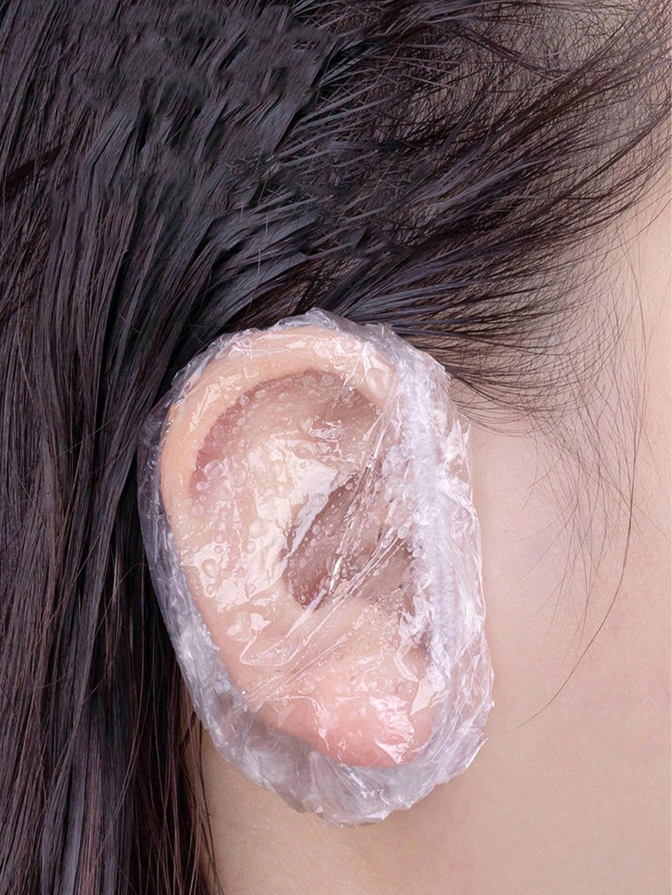 100pcs Disposable Ear Covers For Ear Piercing, Showering, Hair Washing, Beauty Salon, Hair