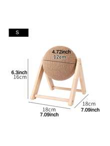 Cat Scratcher Toy With Ball, Wooden Cat Scratching Post, Durable Four Corners Column Cat Climbing Frame With Sisal Rope For Cats - Yellow - View 2