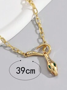 1pc Stainless Steel Stylish Snake Design Necklace With Rhinestone Decoration, Vintage Atmosphere And Luxury Style