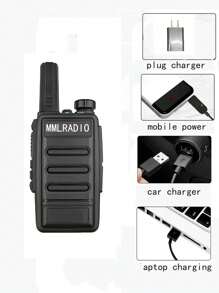 1pc Wireless Compact Mini Two-way Radio 400-470mhz 5w Uhf 16 Channels Walkie Talkie - Black - View 4