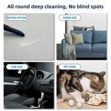 1台白色7.4v汽車吸塵器,帶led燈,家庭和汽車無線手持式除塵器,數字顯示和高吸力 - 白色 - 查看 7