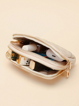 Fashionable Geometric Pattern Double Zipper Lightweight Fashion For Anniversary For Birthday Gift For Gift White-Collar Workers For Male For Female Business Casual Pouch For Women Wallet Mini Wallet Purse Wallet Coin Wallet