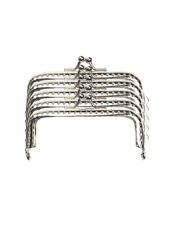 5pcs Silver-color Square Shaped Purse Frame With Hole, Diy Handbag Accessories, 8.5*3.5cm