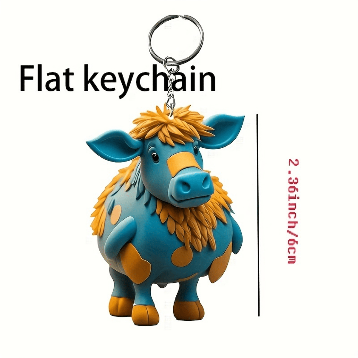 Acrylic Cow Shaped Keychain, Animal Yak Series Keychain Pendant