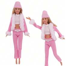 4 件套帽子、外套、上衣和裤子，适合 11.5 英寸娃娃、家居装饰 - 粉色 - 查看 6