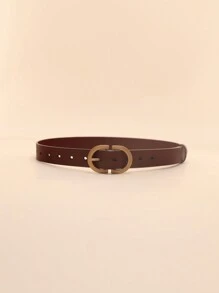 1pc Brown Leather Women's Personalized Waist Belt - Brown - View 3