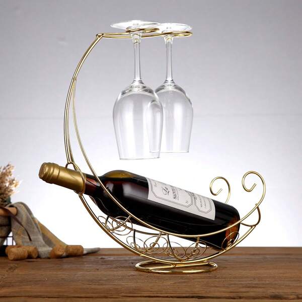 Gold Grape Wine Rack, Innovative Pirate Ship Wine Glass Holder, Wine