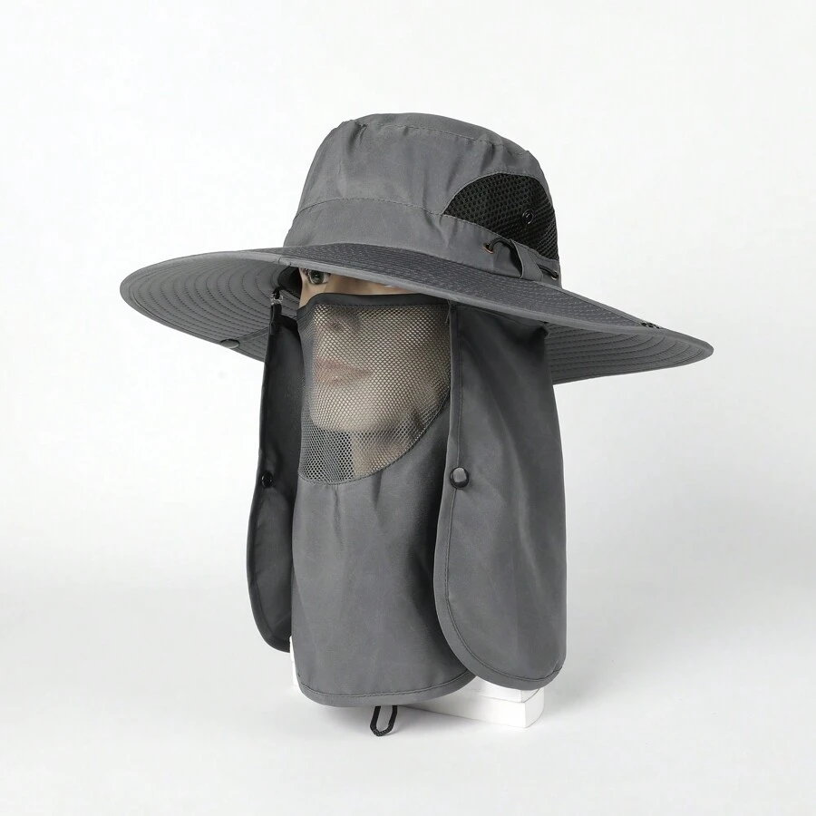 1 件装 男士渔夫帽 户外防晒帽 全帽檐 休闲 - 深灰色 - 查看 1