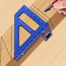One Piece Blue Inch Carpenter Square Woodworking Square Protractor Aluminum Miter Triangle Ruler 3D Multi Angle 45/90 Degree Layout Measuring Ruler - Blue - View 1