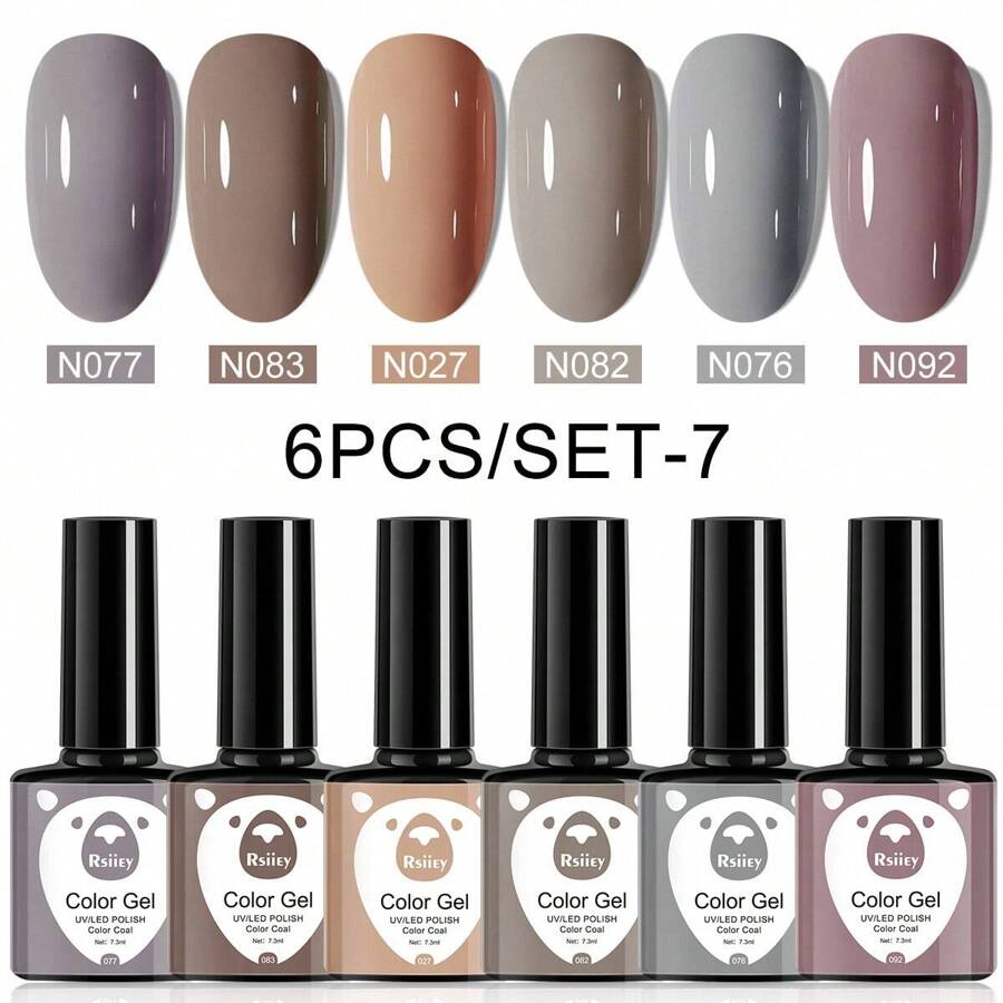 XEIJAYI 凝膠指甲油入門套裝6色黑白粉綠浸泡免擦芯片甲凝膠指甲油套裝適用於所有季節 - 彩色 - 查看 1