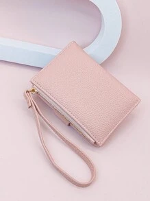 MINGYOU 時尚精美的軟荔枝扣短款多功能大容量錢包,多功能拉鍊攜帶式學生卡夾包,可愛合身,適合年輕學生禮物 - 粉色 - 查看 4