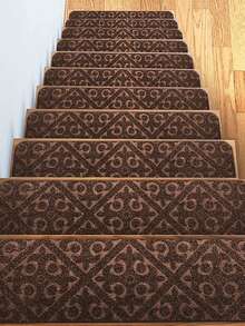 1 Pieza Alfombra Suave Para Escalones Con Patrón Variado, Alfombra De Escalera Autoadhesiva Y Antideslizante Con Absorción De Agua Para Proteger Tus Escaleras - Gris - Ver 2