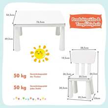 Children's Seating Group Made Of Plastic, Children's Table With 2 Chairs, Chair With Backrest, With Round Edges, Single-Colored Design, For Boys And Girls, For Children's Room - White - View 4
