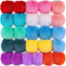 5 cái 8cm Trắng Quả bóng Lông Với Đàn hồi Vòng Đối với Thủ công mỹ nghệ , Móc khóa , , Găng tay , Túi xách , Dệt kim Mặt hàng - trắng - Xem 2