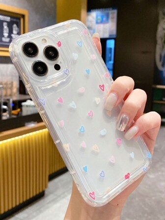 Illustration Av Fräsch Stil Flera Helskärm Färger Love Mönster Kompatibel med iPhone 13 Promax    , xs , 14 Plus , Genomskinlig Fodral Med Krockkudde Kollisionsskydd Funktion