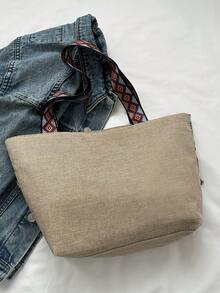 Bolso De Mano Minimalista Con Patrón Geométrico Y Color Sólido Para Mujer - Azul - Ver 2