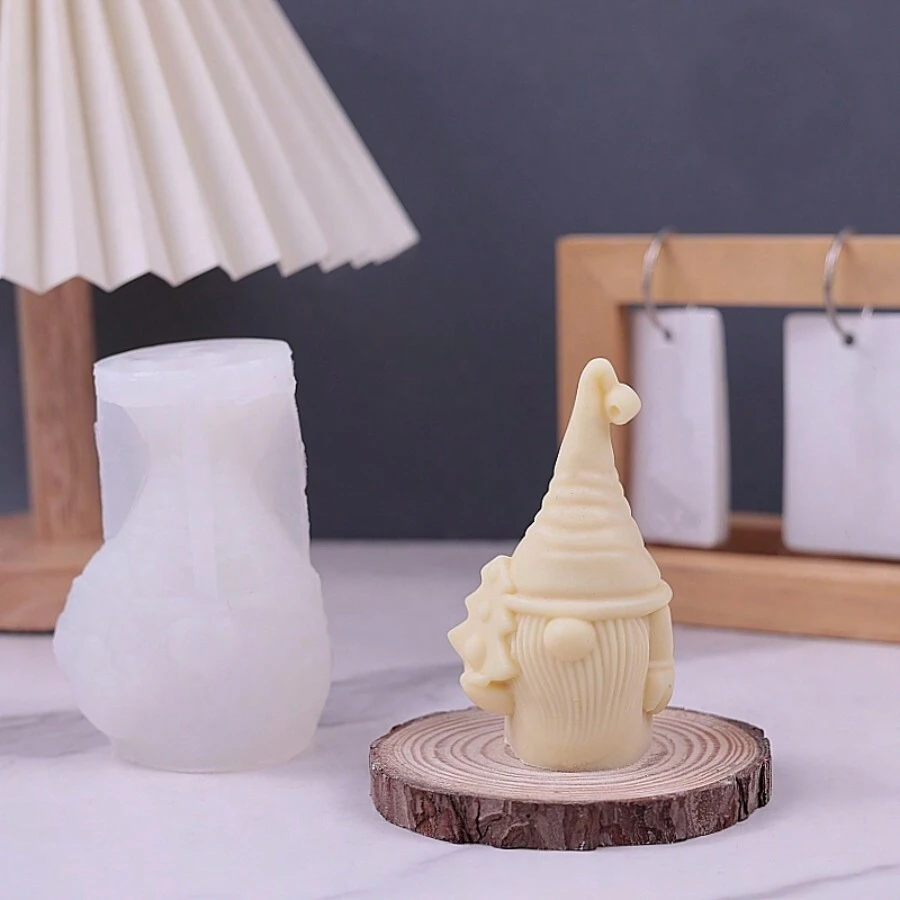 1入組白色硅膠模具,無臉人圖案,適用於聖誕石膏裝飾、香氛蠟燭製作