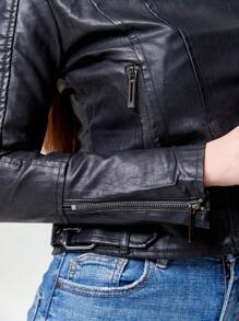 CHAMARRA ROCKERA DAMA CHAQUETA VINIPIEL - Negro - Ver 4