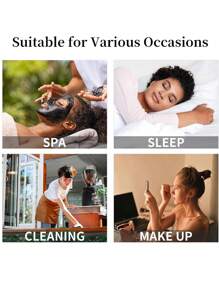 大号女士真丝缎面软帽超柔软弹力带睡帽，适合卷曲辫子发，粉色，返校，旅行度假必备，女士发饰 - 粉色 - 查看 4