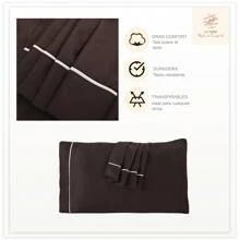 Juego de Sábanas Matrimonial 2800 Hilos Extra Suave Premium Lisa Soft Nature - Marrón Chocolate - Ver 9