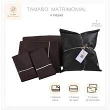 Juego de Sábanas Matrimonial 2800 Hilos Extra Suave Premium Lisa Soft Nature - Marrón Chocolate - Ver 8