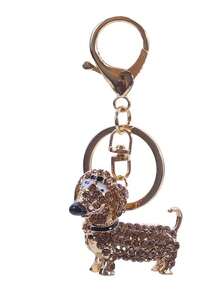 1 件可爱狗狗腊肠犬钥匙扣礼物女士女孩包包吊坠钥匙圈钥匙扣首饰包包吊坠汽车配饰女款腊肠犬 - 金色 - 查看 3