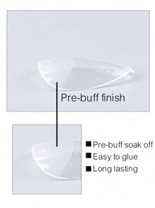 550片短杏仁形软胶美甲贴纸，11种尺寸，透明全覆盖预成型人造指甲，带收纳盒，适合DIY家庭美甲和美甲沙龙美甲工具 - 無色 - 查看 3