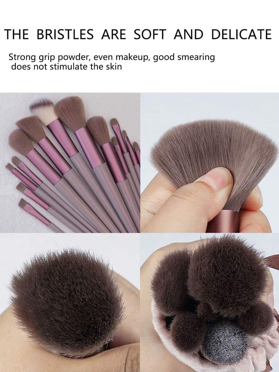 13pcs Portable Makeup Brush Set, Includes Blush Brush, Eyeshadow Brush