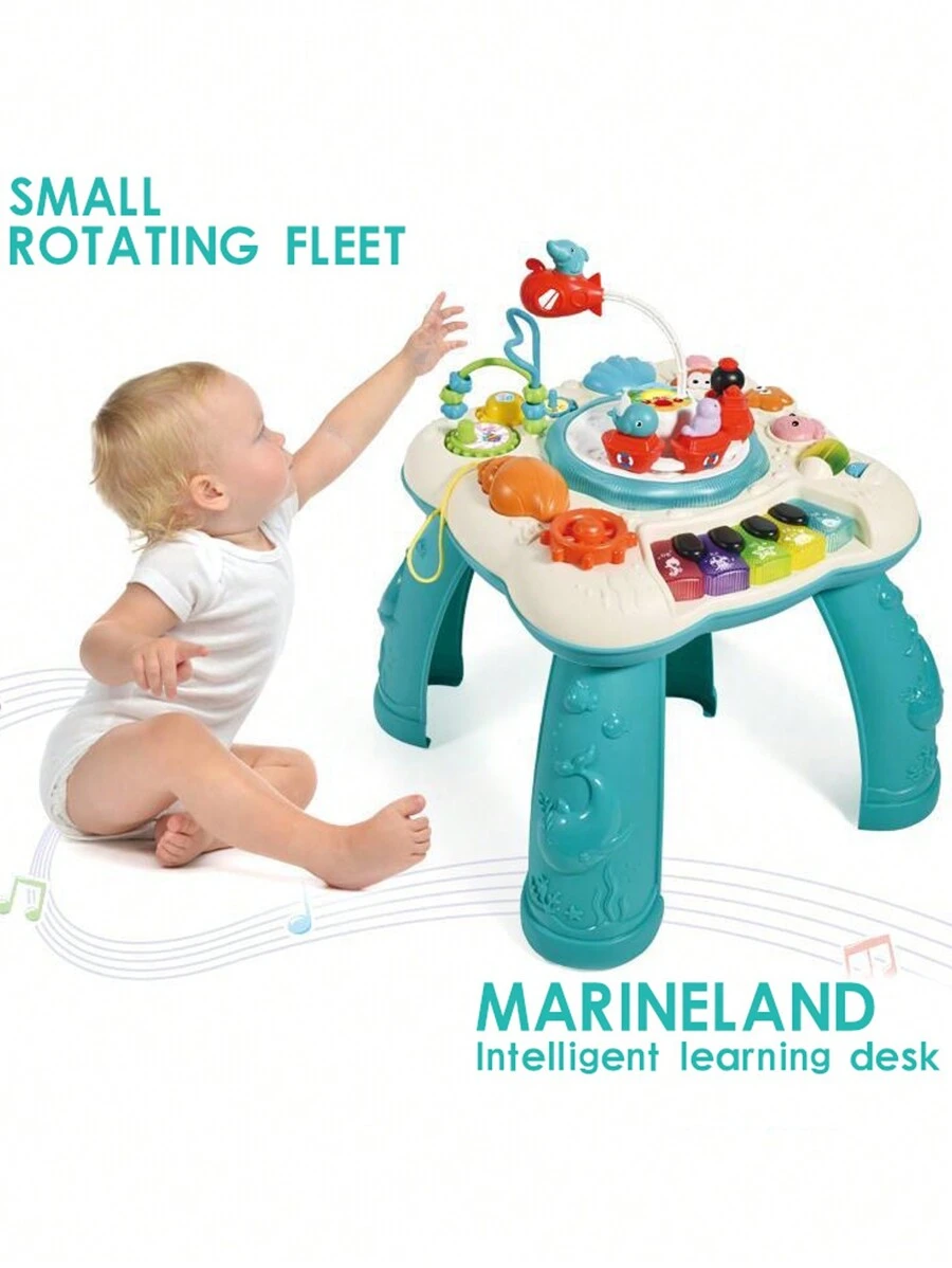 Green Multifunctional Early Learning Game Table For 1-3 Years Old Boys, With Interesting Educational Toys, Baby Holiday Gift Set (small Accessory Colors Random) - Green - View 1