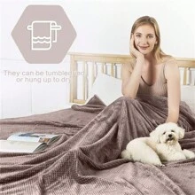 羊毛絨毯,適用於沙發的特大尺寸,柔軟舒適的毛茸茸裝飾,沙發厚實床毯(淺棕色)