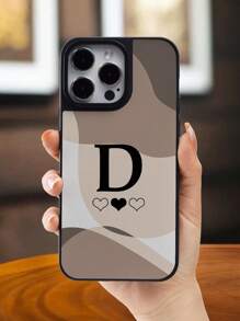 Alphabet Printed Phone Case With Groove, For Big Hole Camera, Compatible With Smartphone