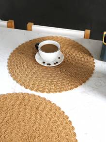 2pcs Simple Style Camel Flower Shaped Insulated Placemat For Home Kitchen, Dining Room, Restaurant, Hotel, Farmhouse, Country Style Party Decoration, Wedding, Banquet, Centerpiece, Natural Material - Camel - View 1