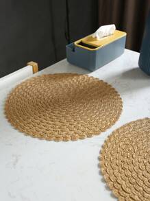 2pcs Simple Style Camel Flower Shaped Insulated Placemat For Home Kitchen, Dining Room, Restaurant, Hotel, Farmhouse, Country Style Party Decoration, Wedding, Banquet, Centerpiece, Natural Material - Camel - View 2