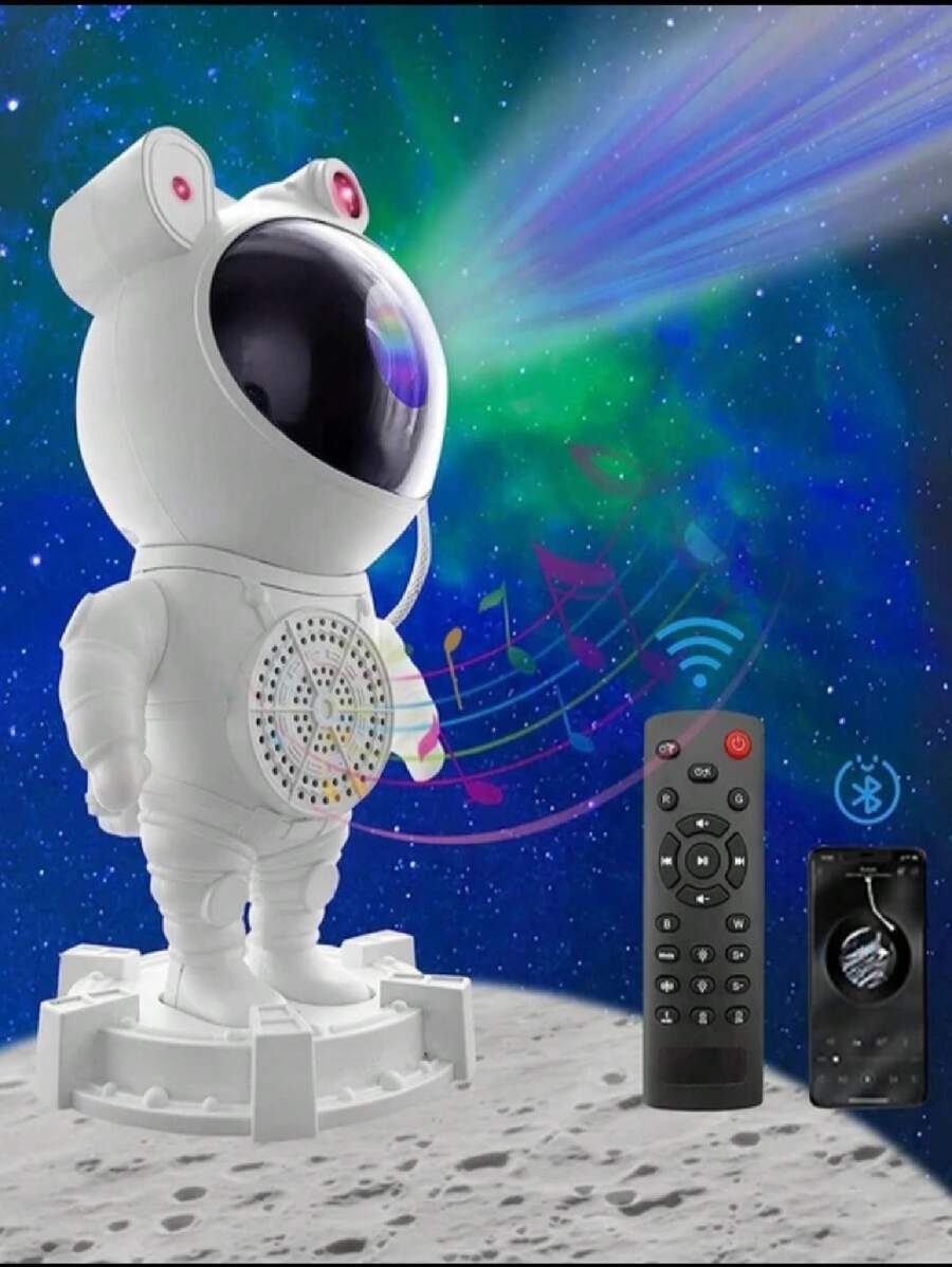 Luminária Astronauta Com Alto Falante Bluetooth Luz Galaxia - Branco - Visão 1