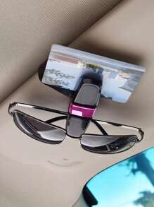 1pc Car Sunglasses Holder, Multi-Functional Glasses Clip Mount For Car Sun Visor - Hot Pink - View 3
