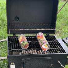 1 件戶外燒烤滾動燒烤籃,不銹鋼烤肉網圓筒形烤肉籃