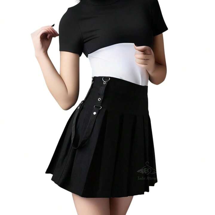 falda negra tableada