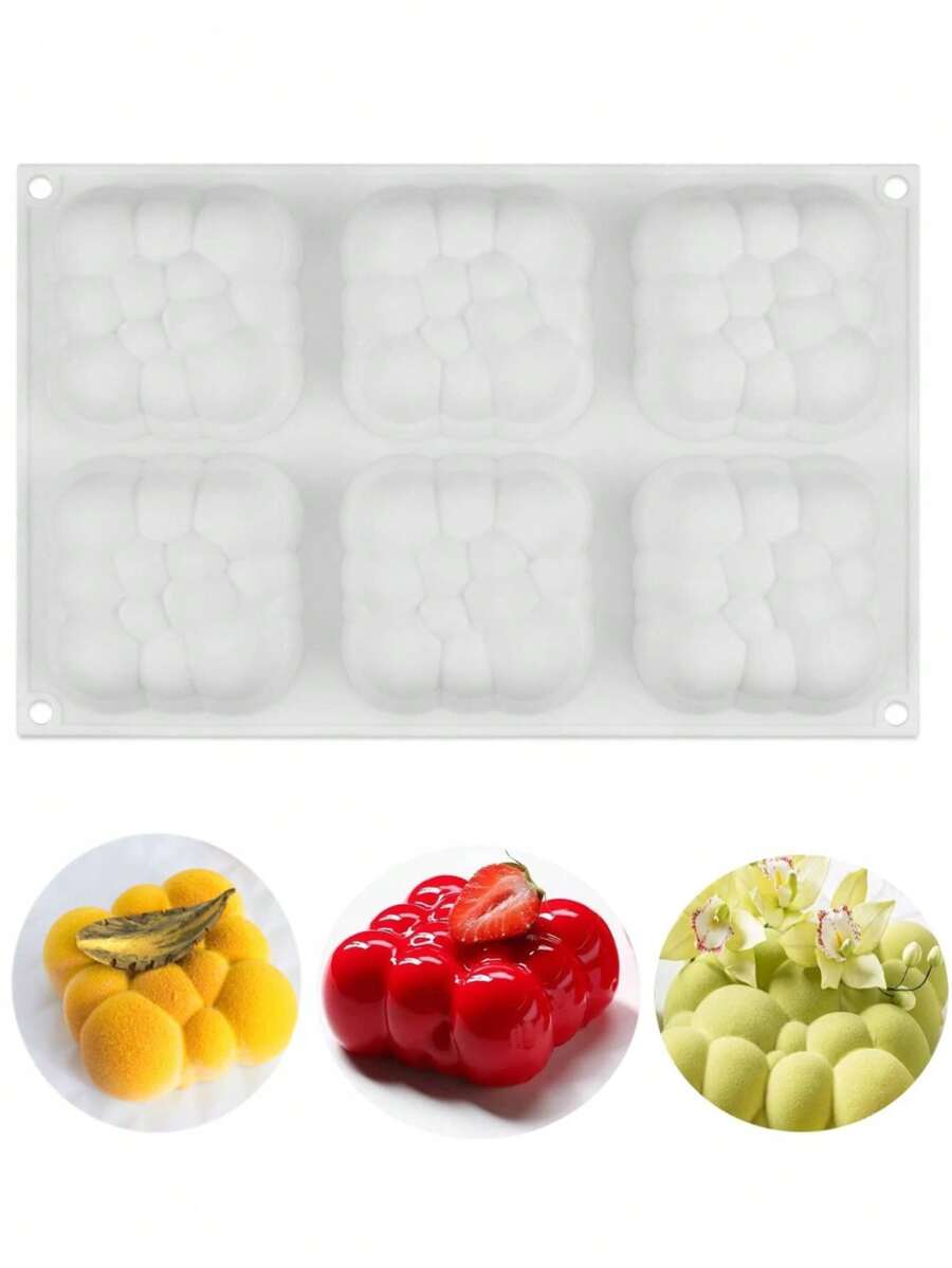 1 件 6 腔幸運雲矽膠模具適用於 Diy 慕斯蛋糕麵包果凍布丁法式甜點巧克力烘焙模具 - 白色 - 查看 1