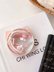 Wired Cute Cat Paw Earbuds  3.5mm Stereo in-Ear Earphone Headphone with Mic, in-Ear Earphone with Earphone Storage Case - Pink - View 7