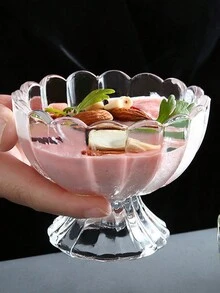 1入200ml花形透明玻璃冰淇淋杯,適用於甜點、冰淇淋、水果沙拉和下午茶 - 無色 - 查看 3