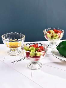 1入200ml花形透明玻璃冰淇淋杯,適用於甜點、冰淇淋、水果沙拉和下午茶 - 無色 - 查看 7