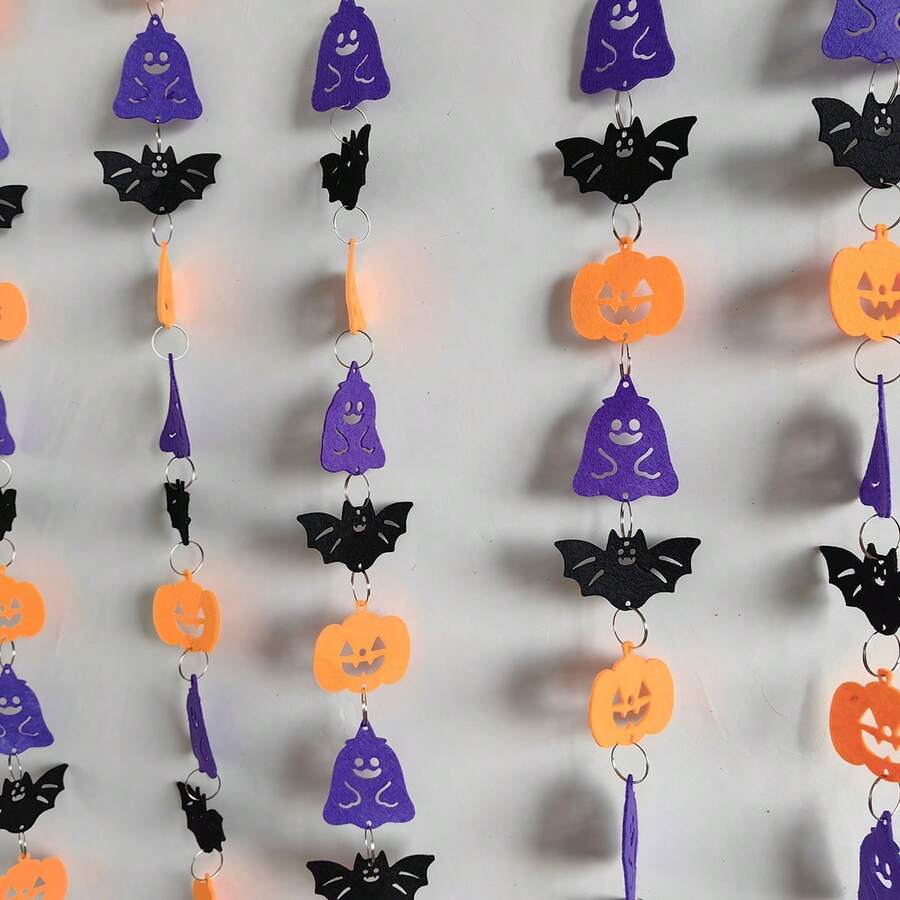 12 件/套万圣节毛毡球花环南瓜蝙蝠鬼花环羊毛毡装饰毛毡手机花环节日悬挂毛毡花环适用于粉色万圣节感恩节、圣诞节 - 黑色 - 查看 1