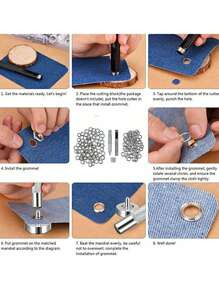 100 Sets Inner Diameter 10mm/12mm Brass Eyelets & Grommets With Hollow Rivets,screws And Installation Tool Kit - Silver - View 3