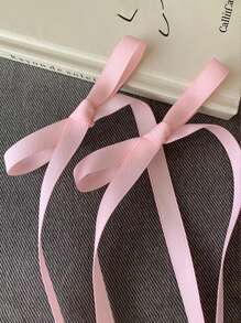 2pcs Women's Pink Polyester Ribbon Hair Clips With Bowknots, Sweet And Lovely Hair Accessories Suitable For Daily Use Pink Accessories Valentine's Day Valentines Claw Clips Hair Claws Hair Barrettes, School Stuff, Elegant, College, Pink Hair Clips, Bows, Cute, Head Accessories, Hairpin - Pink - View 4