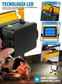 Lampara LED de Emergencia Recargable, Reflector para apagones, Lampara de Carretera - Amarillo - Ver 3