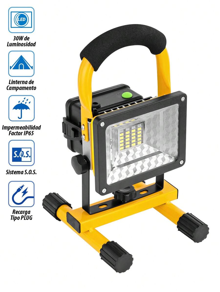Lampara LED de Emergencia Recargable, Reflector para apagones, Lampara de Carretera - Amarillo - Ver 1